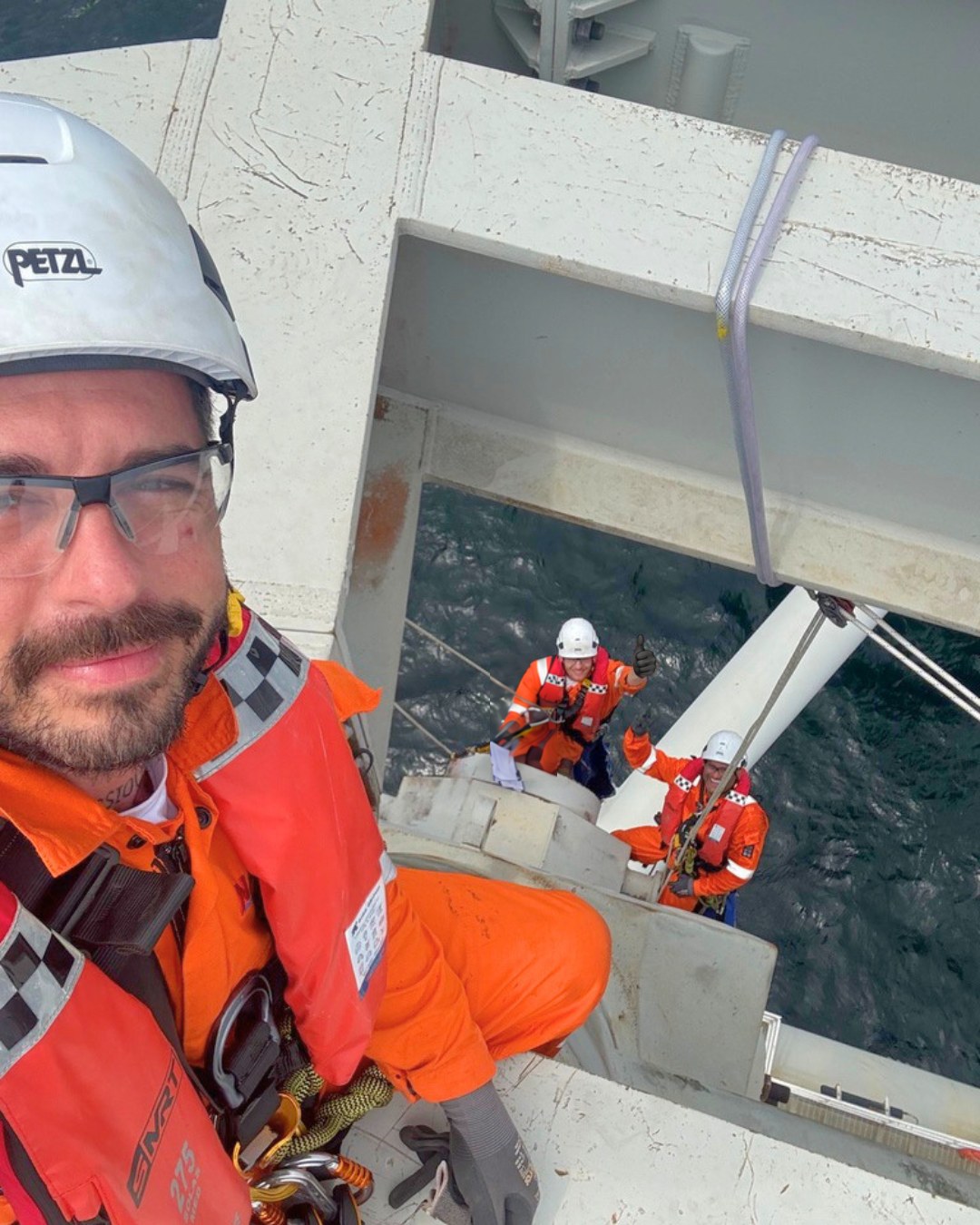 Lewis Brown undertaking Rope Access work at height